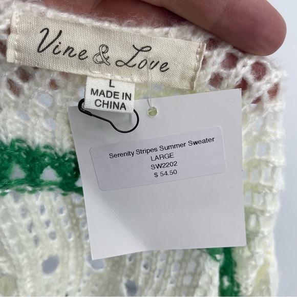 NWT Vine & Love Clara Boat Neck Striped Sweater white multi color Sz L - Picture 8 of 8